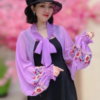繡花防曬披肩