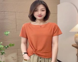 純色褶皺短袖